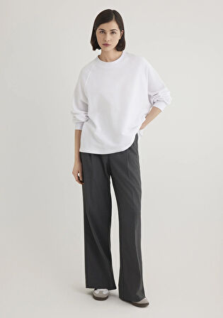 Bisiklet Yaka Beyaz Sweatshirt 1S10161-620
