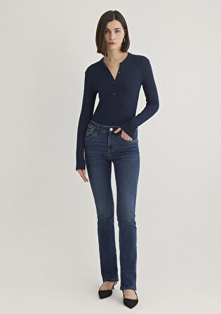 Mona Gold Klasik Vintage Koyu Mavi Jean Pantolon 1049787784