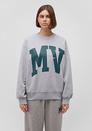 Mavi Logo Baskılı Gri Sweatshirt 1S10147-80196