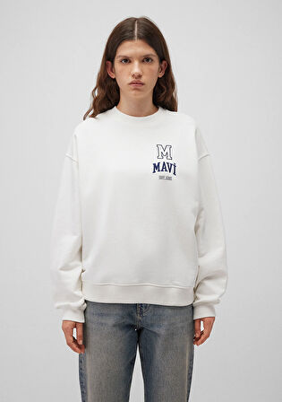 Mavi Logo Baskılı Beyaz Sweatshirt 1S10148-70069