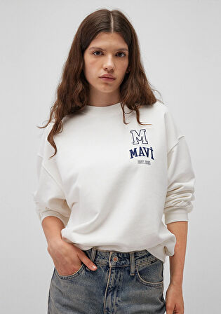 Mavi Logo Baskılı Beyaz Sweatshirt 1S10148-70069