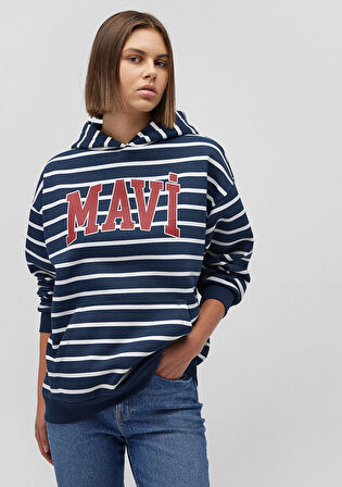 Mavi Logo Baskılı Mavi Sweatshirt 1S10118-81518