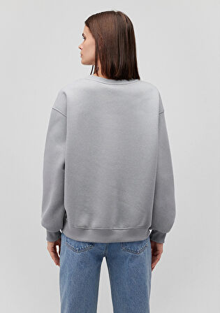 Bisiklet Yaka Gri Basic Sweatshirt 1610198-70093