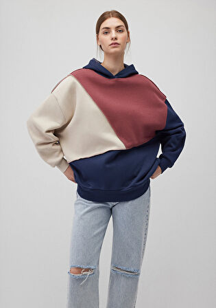 Color Block Kapüşonlu Sweatshirt 1S10170-70399