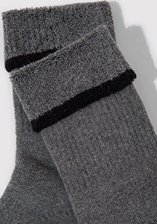 Çizgi Detaylı Gri Bot Çorabı 1912753-82816