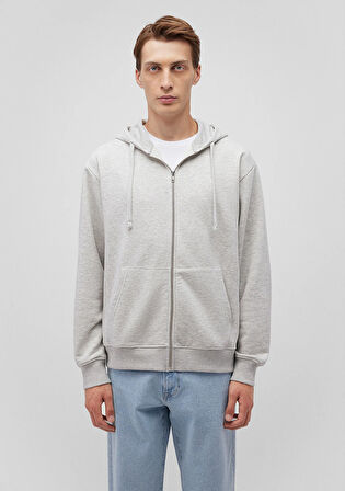 Sırt Baskılı Kapüşonlu Gri Sweatshirt 0S10174-82498