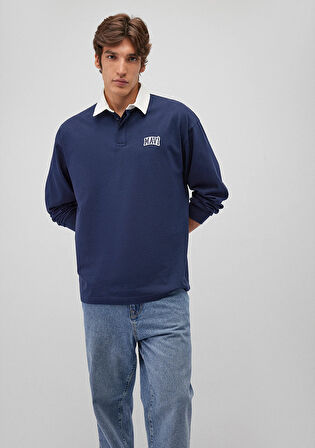 Mavi Logo Baskılı Lacivert Polo Sweatshirt 0S10172-70497