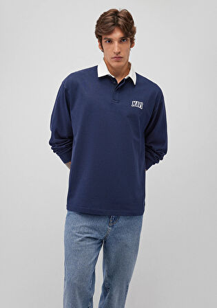 Mavi Logo Baskılı Lacivert Polo Sweatshirt 0S10172-70497