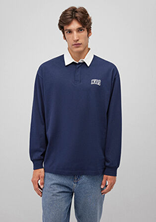 Mavi Logo Baskılı Lacivert Polo Sweatshirt 0S10172-70497