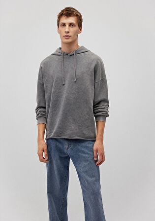 Kapüşonlu Gri Sweatshirt 0S10175-70098