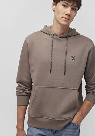 Mavi Logo Nakışlı Kapüşonlu Kahverengi Sweatshirt 065809-87875