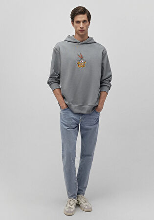 Bugs Bunny Baskılı Gri Sweatshirt 0S10102-70098