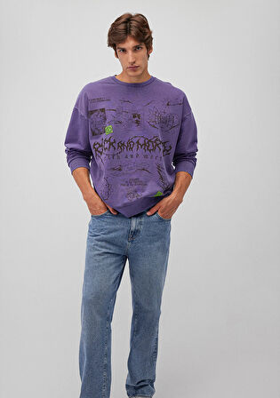Rick and Morty Baskılı Mor Sweatshirt 0S10186-70691