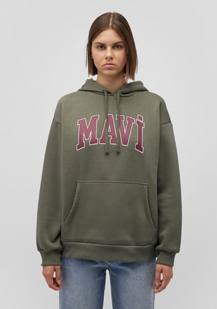 Mavi Logo Baskılı Kapüşonlu Haki Sweatshirt 1600361-71581