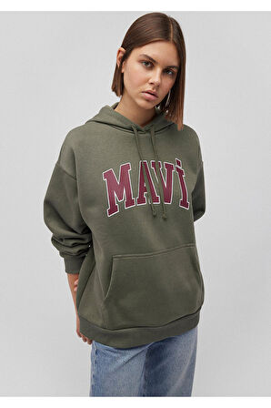 Mavi M1600361-71581 Kadın Mavi Logo Kapüşonlu Sweatshirt