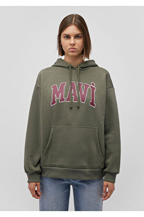 Mavi M1600361-71581 Kadın Mavi Logo Kapüşonlu Sweatshirt
