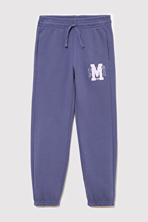 Kız Çocuk M Logo Baskılı Eşofman Altı - Mor  | 3-4