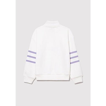 YARI FERMUARLI ÇİZGİLİ SWEATSHIRT