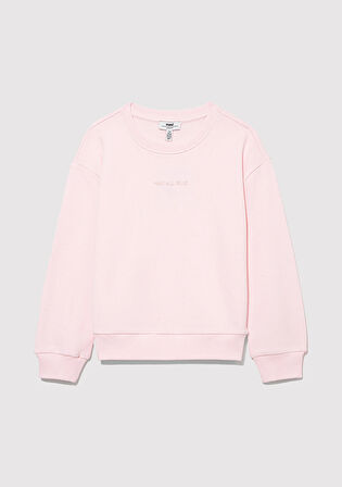 Organik Pamuklu Pembe Basic Sweatshirt 7S10043-88133
