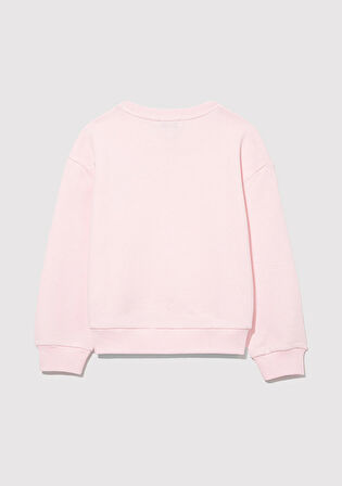 Organik Pamuklu Pembe Basic Sweatshirt 7S10043-88133