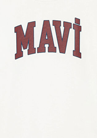 Mavi Logo Baskılı Beyaz Tişört 6610030-81964