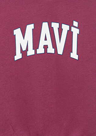 Mavi Logo Baskılı Kapüşonlu Mor Sweatshirt 7610035-70651