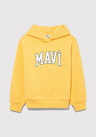 Mavi Logo Baskılı Kapüşonlu Sarı Sweatshirt 7610035-71377