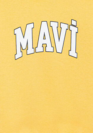 Mavi Logo Baskılı Kapüşonlu Sarı Sweatshirt 7610035-71377