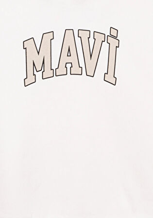 Mavi Logo Baskılı Kapüşonlu Beyaz Sweatshirt 7610035-81964