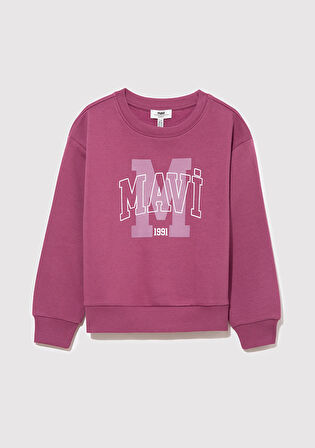 Mavi Logo Baskılı Pembe  Sweatshirt 7S10050-70651