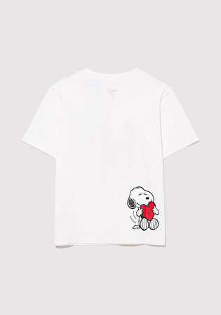 Snoopy Baskılı Beyaz Tişört 7610243-70057