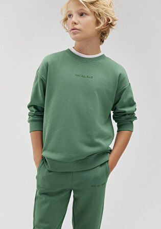 Organik Pamuklu Yeşil Basic Sweatshirt 6S10043-71881