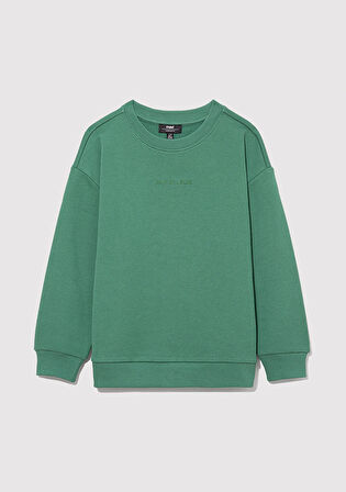Organik Pamuklu Yeşil Basic Sweatshirt 6S10043-71881