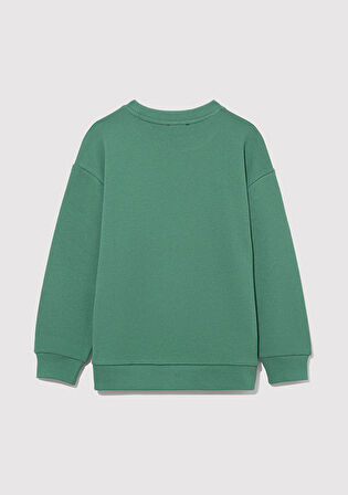 Organik Pamuklu Yeşil Basic Sweatshirt 6S10043-71881