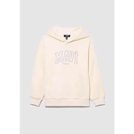 MAVİ LOGO BASKILI KAPÜŞONLU SWEATSHIRT
