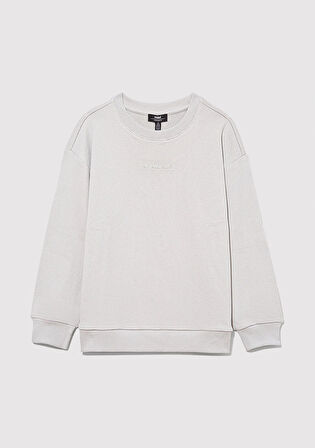 Organik Pamuklu Gri Basic Sweatshirt 6S10043-70075