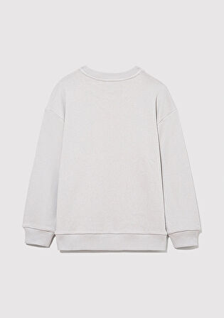 Organik Pamuklu Gri Basic Sweatshirt 6S10043-70075