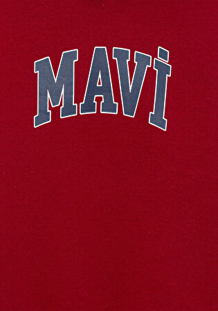 Mavi Logo Baskılı Kapüşonlu Kırmızı Sweatshirt 6610110-70392