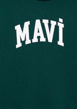 Mavi Logo Baskılı Kapüşonlu Yeşil Sweatshirt 6610110-81962