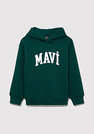 Mavi Logo Baskılı Kapüşonlu Yeşil Sweatshirt 6610110-81962