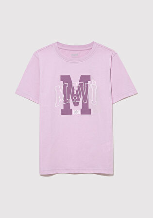 Mavi Logo Baskılı Pembe Tişört 7610222-70505