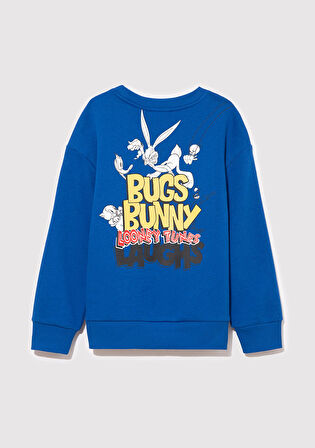 Bugs Bunny Baskılı Mavi Sweatshirt 6S10079-70894