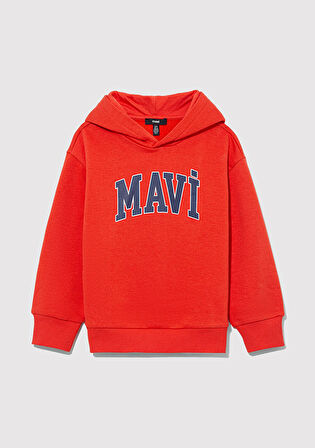 Mavi Logo Baskılı Kapüşonlu Turuncu Sweatshirt 6610110-83127