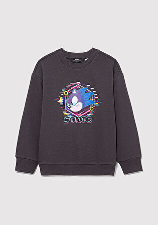 Sonic Baskılı Antrasit Sweatshirt 6S10091-70087