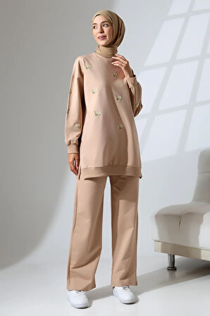 Kadın Camel Mevsimlik Penye Alt Üst Spor ve Rahat Tesettür Takım