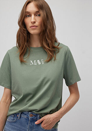 Mavi Logo Baskılı Yeşil Tişört 1611594-81976
