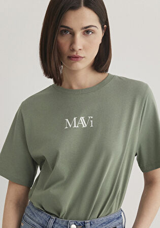 Mavi Logo Baskılı Yeşil Tişört 1611594-81976