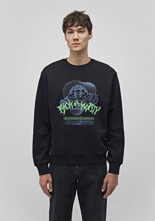 Rick and Morty Baskılı Siyah Sweatshirt 0S10185-900