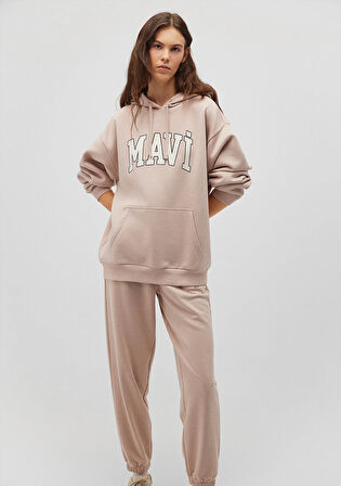 Mavi Logo Baskılı Kapüşonlu Beyaz Sweatshirt 1600361-70043