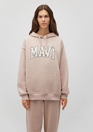 Mavi Logo Baskılı Kapüşonlu Beyaz Sweatshirt 1600361-70043